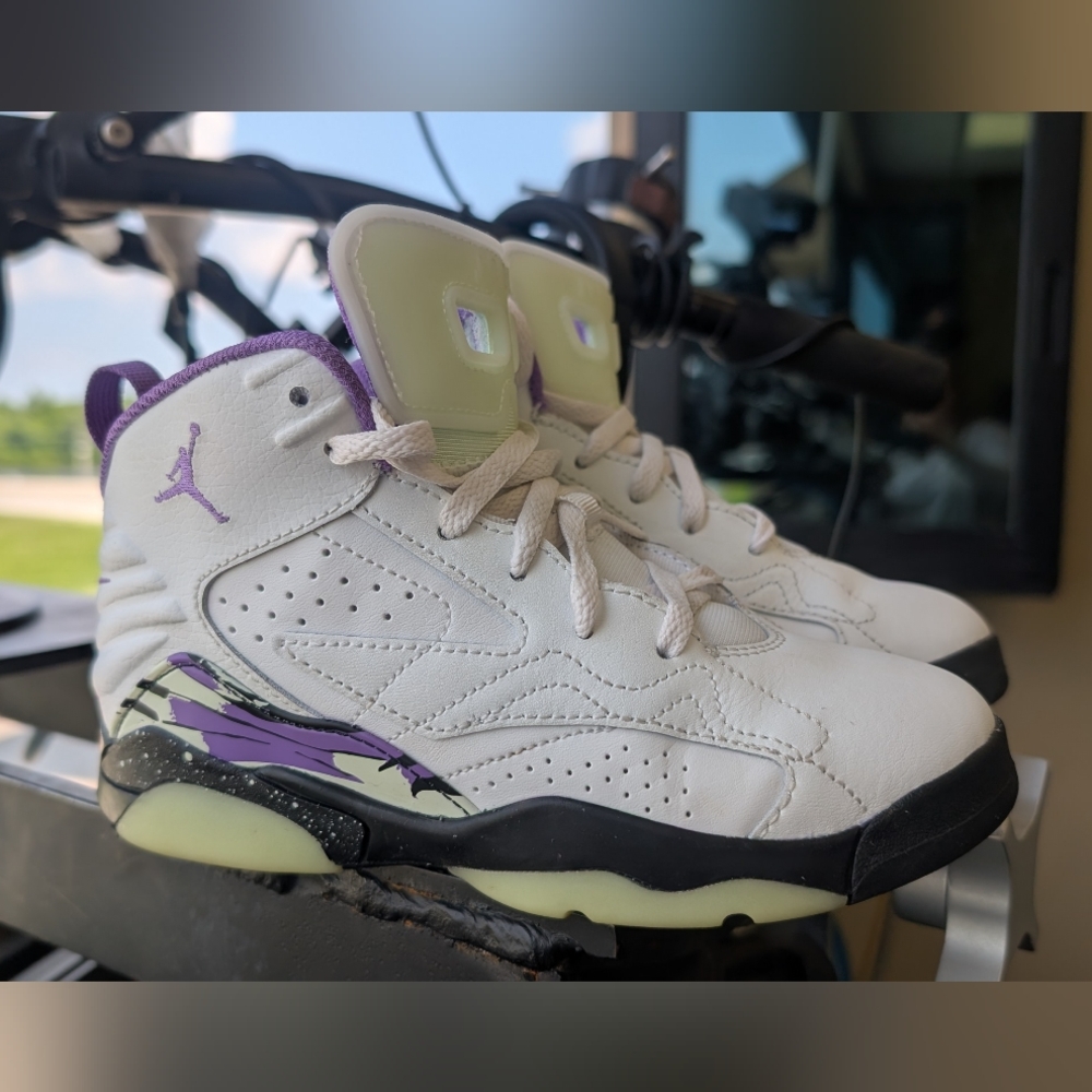Jordan White and Purple Air Jordan 6 Sneakers